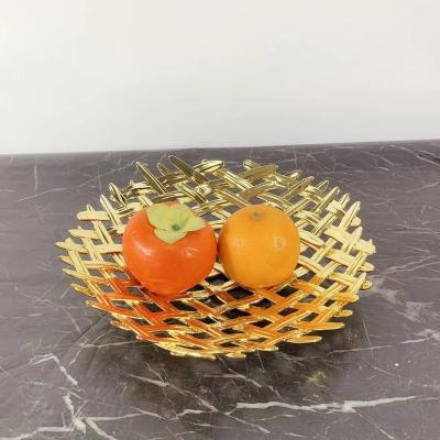 China China Model Decoration Metal Storage Pallet Hollow Fruit Dish Container Room Sale Office Living Room Model Storage for sale