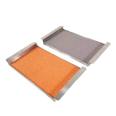 China Sale Modern Simple Rectangular Leather Decoration Tray Storage Metal China Stainless Steel Seving Tray for sale