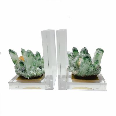 China Nordic Creative Green Crystal Crystal Desk Panel China Partition Clear Book Stand Decorative Block On The Table for sale