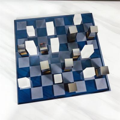 China Modern simple frosted plated soft decorative china crystal chessboard ornaments living room sale office decorations for sale