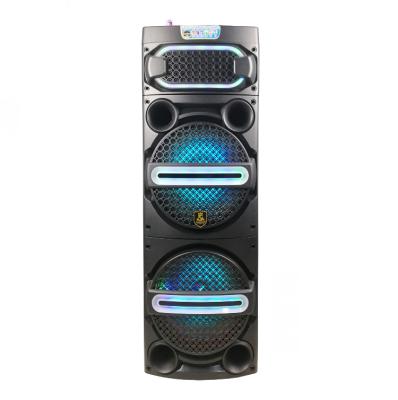 China 12 Inch PORTABLE Dual 60W Led Outdoor Audio Bass System With Microphone Trolley Portable Wireless Speaker for sale