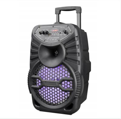 China 8 Inch Blue Tooth Loudspeaker Battery Trolley Portable Active Professional Karaoke Loudspeaker with USB SD for sale