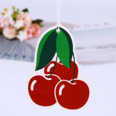 China Eco-friendly Custom Multi Color Cardboard Fruit Car Hanging Paper Air Freshener, Car Perfume Air Freshener for sale