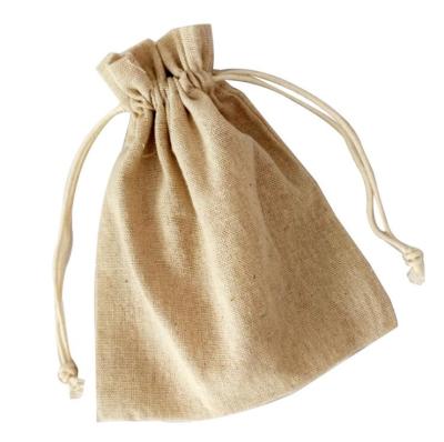 China Recyclable Customize Logo Printed Low Price Small Jute Gift Bags Fancy Canvas Drawstring Gift Pouch for sale