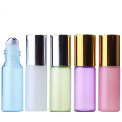 China Personal Care 5ml Pearl Gold Roll Green Blue White Purple Pink Bottle With Silver / Gold Lid / Cap For Perfume / Essential Oil for sale