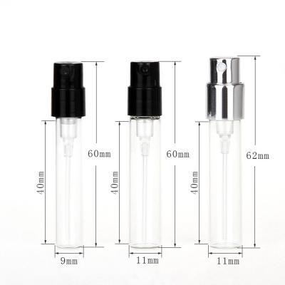 China Best Selling Empty 1ml 2ml Sample Perfume Cosmetic Spray Glass Refillable Bottle for sale