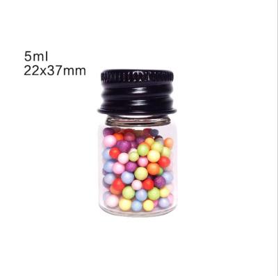 China 5ml 22*37mm Cosmetic Clear Tubular Glass Jar Clear Vial With Black Screw Aluminum Cap for sale