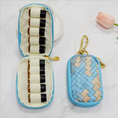 China Fashion in stock! 10 Pcs Essential Oils Bottle Key Chain PU Knitted Case For 1ml 2ml 3ml 5ml Sample Vials Glass Bottles Key Chain Pouch for sale