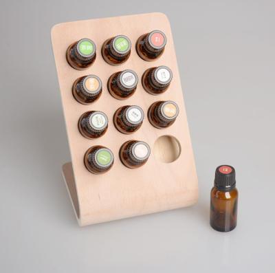 China Cosmetic in stock, wooden display stand for 12pcs 15ml essential oil bottle for sale