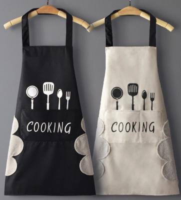 China Drinks/Food Apron Can Wipe-Hands In The Kitchen Nordic Style Couples Home Waterproof Black And White Adult Apron Customized LOGO for sale