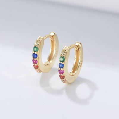 China Landy Custom S925 Sterling Silver Tiny Gold Plated Cute Zircon Earrings Shape Diamond Hoop Earrings for sale