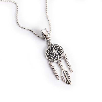 China S925 Sterling Silver Vintage Style Dream Catcher Pendant Necklaces for sale