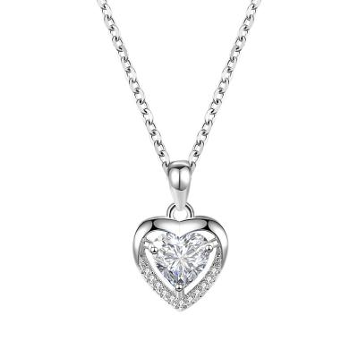 China Fashion/LANDY Fashion Versatile Eco-friendly 925 Sterling Silver Heart Clavicle Chain Diamond Couple Necklace for sale