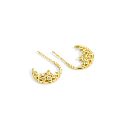 China Landy Popular 18K Gold Copper Plated Simple Geometric Round Zircon Earrings FASHION Circle Earrings for sale