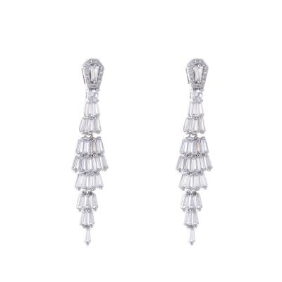 China Wholesale High Quality Silver Zircon Fashion Landy Luxury Tassel Earrings Lead Free/Nickel Free/Environment Friendly Jewelry S925 for sale