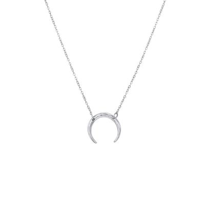 China TRENDY Stainless Steel Clavicle Chain Necklace Female Landy Moon Shaped Pendant Jewelry for sale