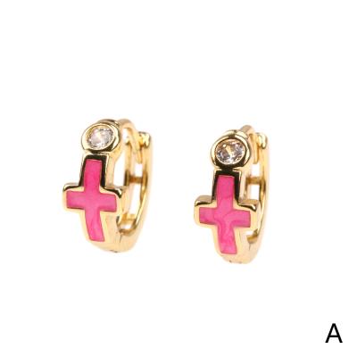 China Landy Design 2021 Fresh FASHIONABLE Cross Style Enamel Earrings Female Enamel Cross Earrings Jewelry for sale