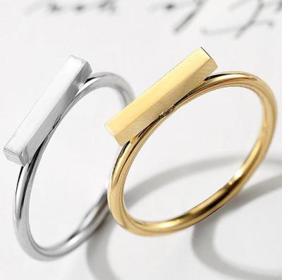 China Landy Stainless Steel Ring Geometric Word Trendy Custom Simple Ring for sale