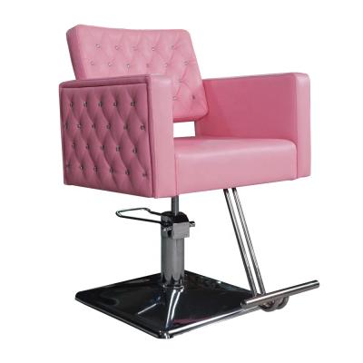 China Modern Hot Sale Fashion Design Luxury Leather Barber Shop Furniture Beauty Hair Pink Styling Salon Chair for sale