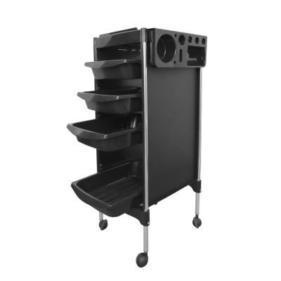 China Hot Selling 360 Degree Professional Hot Sale Wholesale Professional Hair Salon Hair Salon Manicure Roll Cart Durable Plastic Black Drawer Rotated for sale