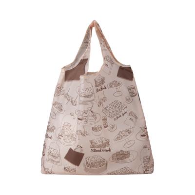 China Resure Women Foldable Shopping Bag With Cute Logo Cake Pattern Custom Printed Cartoon Style For Handbags Picnic Tote Bag for sale