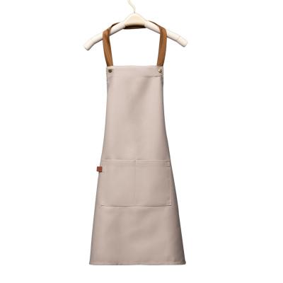 China Overalls Drinks / Food Neck Hanging Waterproof Apron Logo Adjustable Coffee Shop Work Eco-Friendly Printing Apron for sale