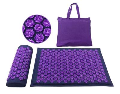 China Portable Eco-Friendly Cotton Yoga Massage Health Spike Therapy Acupressure Massage Mat Pillow Acupuncture Pillow and Mat Set for sale