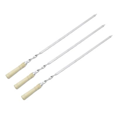 China Extendable Roasting Dustproof Sticks Marshmallow Stainless Steel Forks Set Wooden Handle Grill BBQ BBQ Skewers for sale