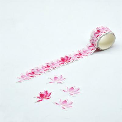 China Custom Waterproof Flower Petal Pattern Printed Paper Adhesive Die Cut Sticker Washi Tape Sheets for sale