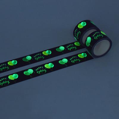 China Waterproof Custom Printed Glow in the Dark Decorative Night Glow Gold Foil Washi Tape for sale