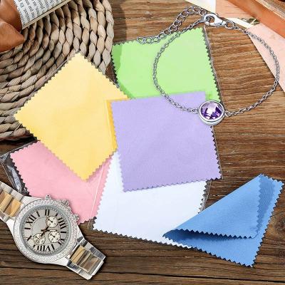 China Viable Wholesale Custom Made Soft Custom Logo Microfiber / Jewelry Packaging Polishing Cloth With Anti Tarnish Agent For Sliver Jewelry for sale