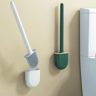 China Viable Wholesale Detachable Bathroom Cleaning Sweeps Toilet Cleaner With Holder TPR Silicone Toilet Brush for sale