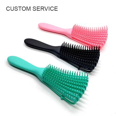 China Custom Waterproof Pink Curly Bristle Hair Comb and Detangler Brush Detangling Hair Brush Set for Hair Women Makers for sale