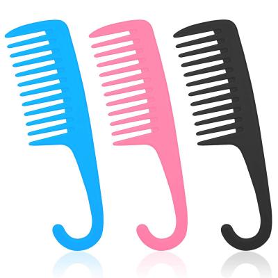 China home & Custom Salon Plastic Resin Curly Hairdresser Curly Detangle Tooth Shower Hair Braiding Comb Set With Logo Hook for sale