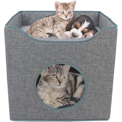 China Factory Sale Sustainable Pet House Indoor Warm Comfortable Removable Double Layer Washable Pet Bed For Small Animal for sale