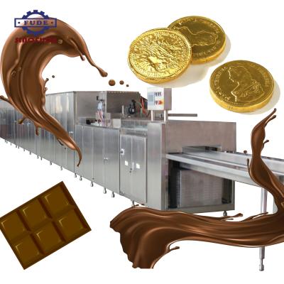 China Full Automatic Dairy Factory Chocolate Depositor Coin Chocolate Making Machine With Chocolate Cooling Tunnel for sale