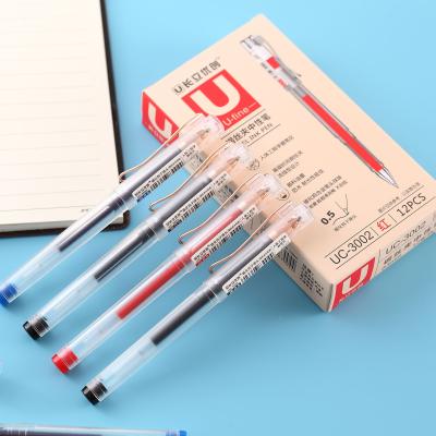 China Normal wholesale school office clip 0.5mm mental transparent black blue red gel pen with custom logo for sale