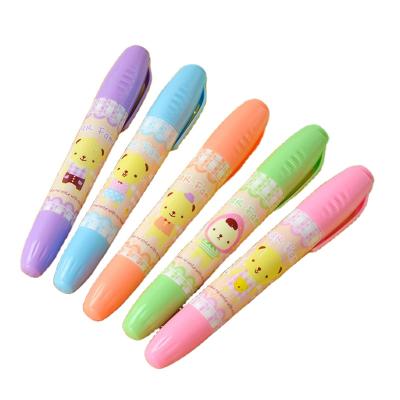 China Cute 5pcs Fluorescence School Supplies Pastel Highlighter Set Fluorescent Marker Pen Stationery Highlighter Pen Double Head Fancy Marker Pen for sale