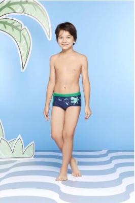 China Boys` Navy Blue And Green Octopus Print Swim Trunks - Polvo for sale