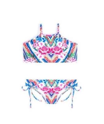 China Colorful Crop Top Bikini With Floral Print - Monica Bela for sale