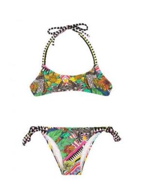 China Girls Bikini With Bra Top, Geometric Print - Beijinho Zion for sale