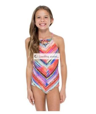 China Gold Print Reversible Girl’s One-piece Swimsuit - Bellamar One Piece for sale