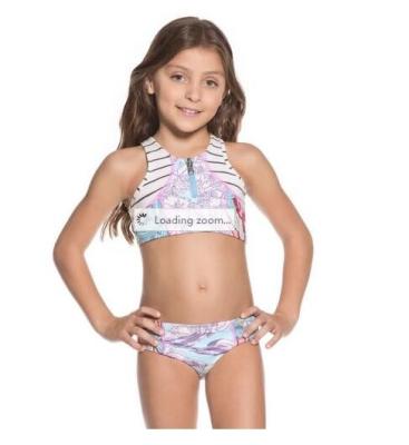 China Little Girls Crop-top Bikini Set In A Mixed Pastel Print - A Whale's Song for sale