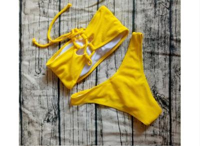 China 2019 Solid Bikini Brazilian Swimsuit Bikini Sexy Female Shoulder Swimsuit Bikini Suit Maillot De Bain Femme for sale