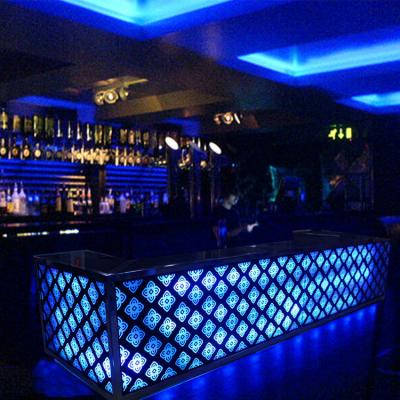 China Clear LED bar table cafe restaurant cash register company reception bar leisure LED bar counter checkout counter for sale