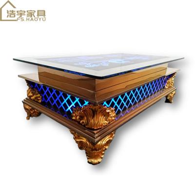 China Contemporary luxury DJ furniture LED lighting cafe club bar colorful metal table modern custom table for sale