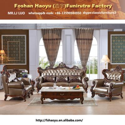 China Chesterfield Luxurious Wooden SOFA Arabic Leather Sofa , Indoor Furniture (JD033) for sale