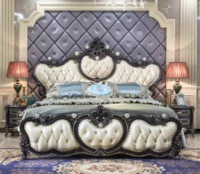 China Real leather fancy tufted luxury bedroom furniture queen bed craving bedroom for sale