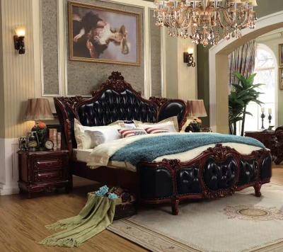 China Real leather fancy tufted luxury bedroom furniture queen bed craving bedroom for sale