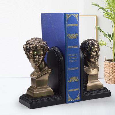 China Europe and America OEM ODM Bust Sculpture Bookends Statue, Copper Stand Figurine Greek Mythology Book Stopper Resin Decorative Crafts for sale